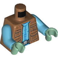Torso Vest with Pockets and Medium Azure Shirt Print (Greedo), Medium Azure Arms, Sand Green Hands Mittelnougat