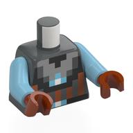 Torso, Space Sentinel, Pixelated Silver Collar, Dark Orange Stripes print, Medium Azure Arms, Dark Orange Hands Dark Bluish Gray