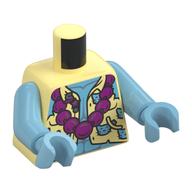 Torso, Jacket, Medium Azure Chest, Cats, Magenta Beaded Necklace print, Medium Azure Arms and Hands Bright Light Yellow
