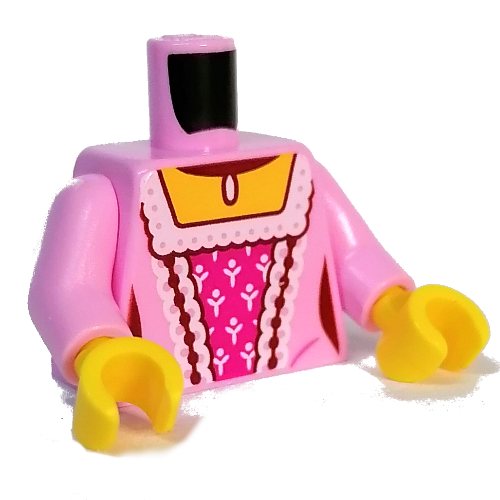 Torso, Dark Pink Underdress, White Trim print, Bright Pink Arms, Yellow Hands Leuchtrosa
