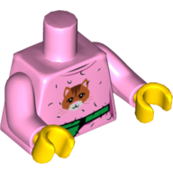 Torso Sweater, Cat Head and Bum-Bag / Fanny-Pack Print, Bright Pink Arms, Yellow Hands Bright Pink