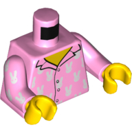 Torso Pajama Top with Rabbit / Bunny Print, Bright Pink Arms, Light Nougat Hands Leuchtrosa