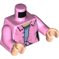 Torso Shirt, Knotted, over Lavender Undershirt Print, Bright Pink Arms, Light Nougat Hands Bright Pink