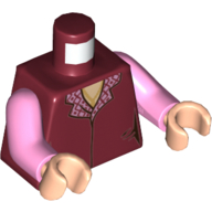 Torso Vest, Pink Checkered Collar, Gold Necklace Print, Bright Pink Arms, Light Nougat Hands Dark Red