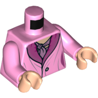 Torso Dress with Dark Pink Collar and Mauve Scarf Print (Queenie Goldstein), Bright Pink Arms, Light Nougat Hands Leuchtrosa