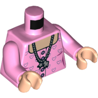Torso Low Cut Top with Hearts, and Necklace Print, Bright Pink Arms, Light Nougat Hands Leuchtrosa
