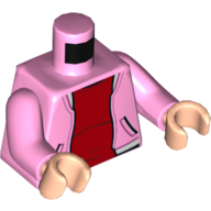 Torso Jacket with Pockets, Open over Red Undershirt Print, Bright Pink Arms, Light Nougat Hands Bright Pink