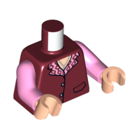 Torso Jacket, Bright Pink Colar print, Bright Pink Arms, Light Nougat Hands Dunkelrot