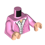 Torso, Jacket, White Buttoned Shirt print, Bright Pink Arms, Light Nougat Hands Leuchtrosa