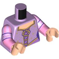 Torso, Dress, Gold Laces, Trim, Stars, Medium Lavender Skirt, print, Bright Pink Arms, Light Nougat Hands Lavendel