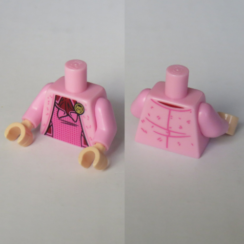 Torso Jacket with Dark Pink Dress Print (Dolores Umbridge), Bright Pink Arms, Light Nougat Hands Bright Pink