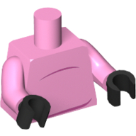 Torso Belly Bump / Pig Tail on Back Print, Bright Pink Arms, Black Hands Bright Pink