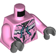 Torso Nightgown, Torn, Blue Ribbon Print (Grandma Wolf), Bright Pink Arms, Dark Bluish Gray Hands Bright Pink
