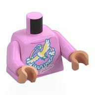 Torso, Whit/Light Yellow Flying Birds, Rainbow, Writing print, Bright Pink Arms, Nougat Hands Leuchtrosa