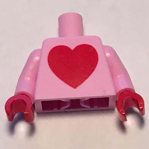Torso with Red Heart Print, Bright Pink Arms, Red Hands Bright Pink