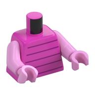 Torso Vest, Dark Purple Stripes Print (Piglet), Bright Pink Arms and Hands Dunkelrosa