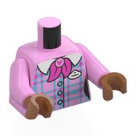 Torso, Medium Blue/Dark Pink Plaid Shirt, White Collar, Dark Pink Scarf, White Name Badge print, Bright Pink Arms, Sienna Brown Hands Bright Pink