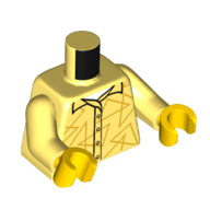Torso Shirt, Buttons, Yellow Triangles print, Bright Light Yellow Arms, Yellow Hands Leuchtendes Hellgelb