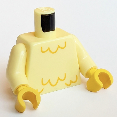 Torso Chicken Costume, Orange Feather Print, Bright Light Yellow Arms, Yellow Hands Bright Light Yellow