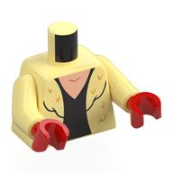 Torso, Fur Coat, Black Shirt print, Bright Light Yellow Arms, Red Hands Leuchtendes Hellgelb