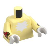 Torso, White Fur on Chest, Black Wings, Tail on Back, Gold/Red Bracelets print, Bright Light Yellow Arms, White Hands Leuchtendes Hellgelb