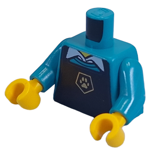 Torso, Black Apron, Golf Dog Paw print, Dark Turquoise Arms, Yellow Hands Dunkeltürkis
