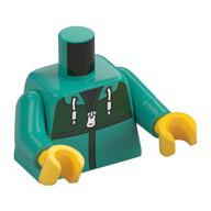 Torso Hoodie, White Zipper, Laces, Dark Green Panel, Black Shirt print, Dark Turquoise Arms, Yellow Hands Dunkeltürkis