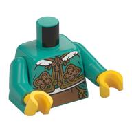 Torso, Cheongsam Bolero, Gold/Medium Nougat Decorations, White Fur print, Dark Turquoise Arms, Yellow Hands Dark Turquoise