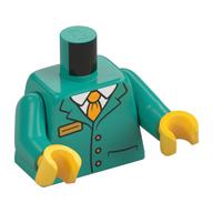 Torso Jacket, Orange Name Tag, Buttons, Tie, White Shirt print, Dark Turquoise Arms, Yellow Hands Dunkeltürkis