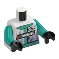 Torso Race Jacket, Black and White 'NASCAR', Dark Turquoise Trim, Dark Purple Dots print, Dark Turquoise Arms, Black Hands White