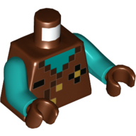 Torso Vest, Pixelated with Dark Turquoise Neck Print, Dark Turquoise Arms, Reddish Brown Hands Reddish Brown