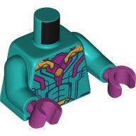 Torso Armor, Magenta and Gold Decorations, Dark Blue Lines print, Dark Turquoise Arms, Magenta Hands Dark Turquoise