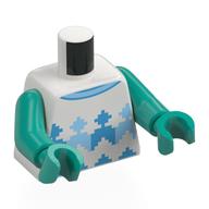 Torso, Knitted Sweater with Dark Azure/Bright Light Blue Pattern print, Dark Turquoise Arms and Hands Weiß