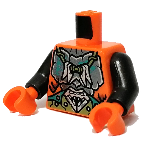 Torso Armour, Silver Pendant print, Pearl Dark Gray Arms, Orange Hands Orange