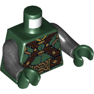 Torso Armor with Dark Brown and Gold Woven Straps and Belt and Large Gold Buckle Print, Pearl Dark Gray Arms, Dark Green Hands Dunkelgrün