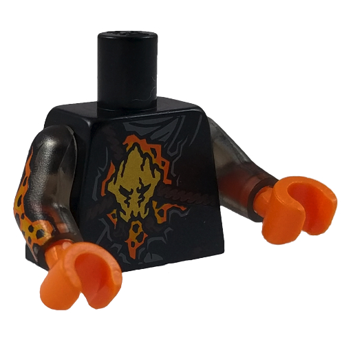 Torso Robe with Brown Rope, Gold Medallion Print, Trans-Brown Arms with Flame Print, Orange Hands Black