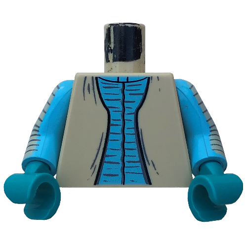 Torso Vest with Sky Blue Shirt Print (Greedo), Sky Blue Arms with Black Stripes Print, Dark Turquoise Hands Beige