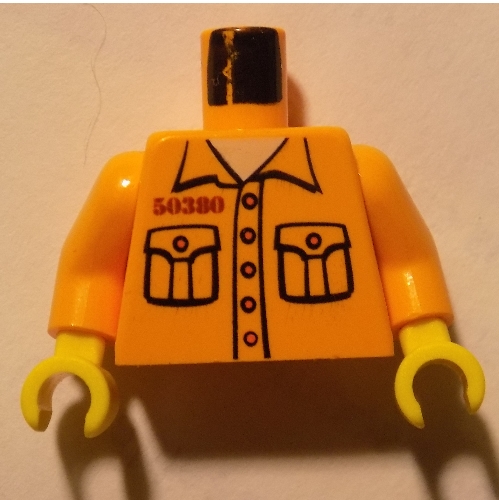 Torso Prison Shirt with 2 Pockets, '50380' Print, Medium Orange Arms, Yellow Hands Mittelorange