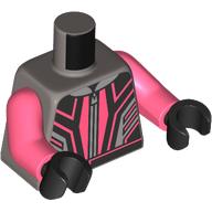 Torso, Racing Suit, Coral/Black/Silver Markings print, Coral Arms, Black Hands in 
