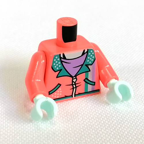 Torso Jacket, Dark Turquoise Trim, Lavender Shirt Print, Coral Arms, Light Aqua Hands Coral