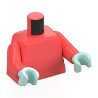 Torso, Coral Arms, Light Aqua Hands Coral