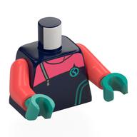 Torso Wetsuit, Coral Band, Laces, Arctic Explorer Symbol print, Coral Arms, Dark Turquoise Hands Dark Blue