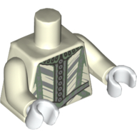 Torso Doublet, Light Bluish Gray and Sand Green Trim Print, Glow in the Dark White Arms, White Hands Nachtleuchtend Weiß