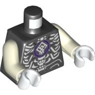 Torso Armor, Dark Purple Circle with White Symbol, Ornate White Bones Design Print, Glow in the Dark White Arms, White Hands Schwarz