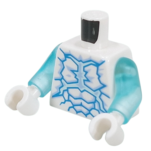 Torso, Dark Azure Ice Crystal Patterns print, Trans-Light Blue Arms, White Hands White