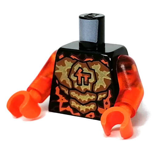 Torso Armor, Yellow and Orange Rock Panels, Asian Symbol print, Trans-Orange Arms, Orange Hands Black