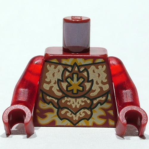 Torso Armor, Gold Markings, Flames print, Trans-Red Arms, Dark Red Hands Dark Red