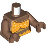 Torso, Bright Light Orange Top, White Stars print, Medium Brown Arms and Hands Medium Brown