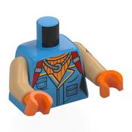 Torso, Jacket, Yellow Trim, Silver Necklace, Orange Shirt, Red Straps print, Warm Tan Arms, Orange Hands Dunkelazur