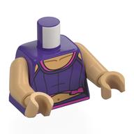 Torso, Dark Purple Top, Dark Pink Trim, Warm Tan Chest, Tummy print Warm Tan Arms and Hands Dark Purple